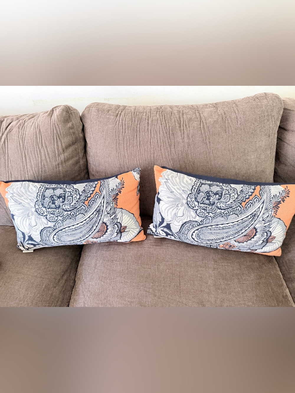 Elaine Smith Navy & Cream Lumbar Pillows